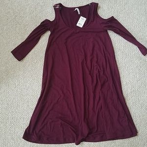 magenta/red long sleeves dress